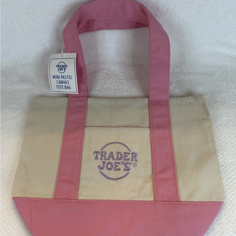 Trader Joe's Pastel Canvas Tote Bag Collection entire set of 4 - Picture 3 of 6